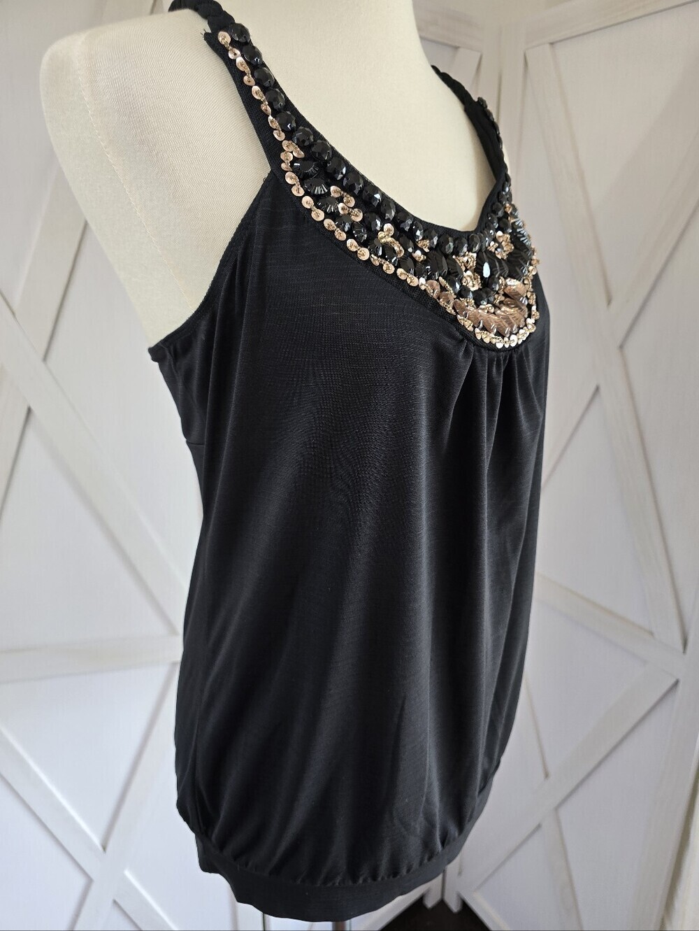 Six Degrees Of Separation Women's Black Embellished Tank Top with Gold Accents - Picture 4 of 11